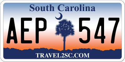 SC license plate AEP547