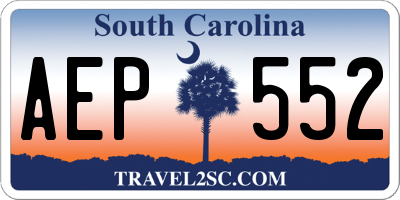 SC license plate AEP552