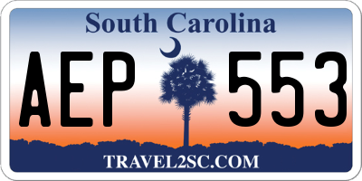 SC license plate AEP553