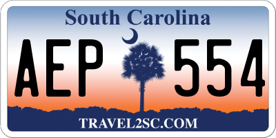 SC license plate AEP554