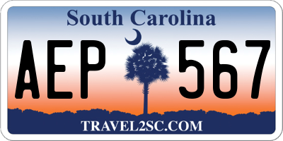 SC license plate AEP567