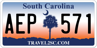 SC license plate AEP571