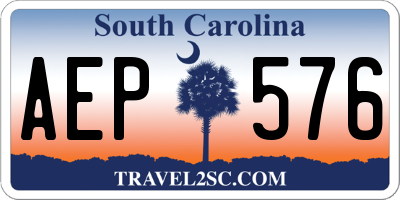SC license plate AEP576