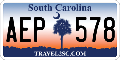 SC license plate AEP578