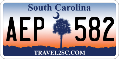 SC license plate AEP582