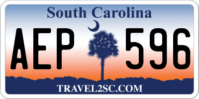 SC license plate AEP596