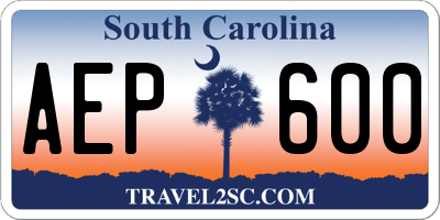 SC license plate AEP600