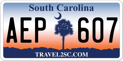 SC license plate AEP607