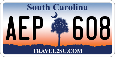 SC license plate AEP608
