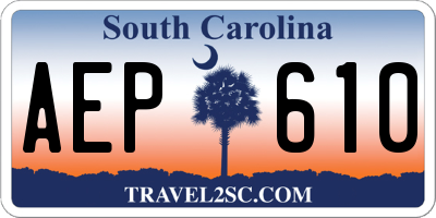 SC license plate AEP610