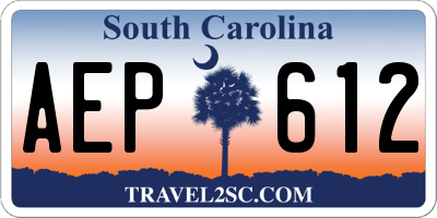 SC license plate AEP612