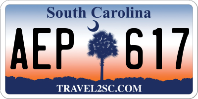 SC license plate AEP617