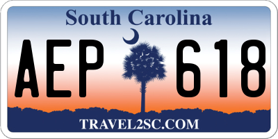 SC license plate AEP618