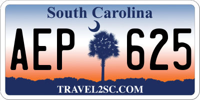 SC license plate AEP625