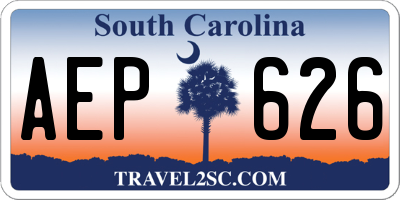 SC license plate AEP626