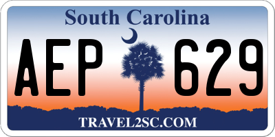 SC license plate AEP629