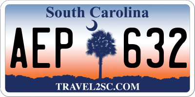 SC license plate AEP632