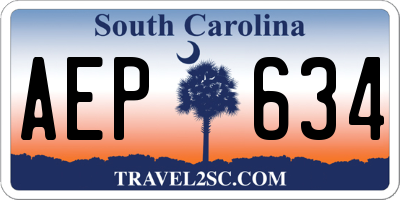 SC license plate AEP634