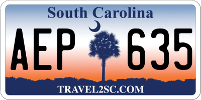 SC license plate AEP635