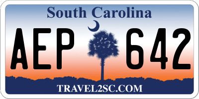 SC license plate AEP642