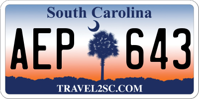 SC license plate AEP643