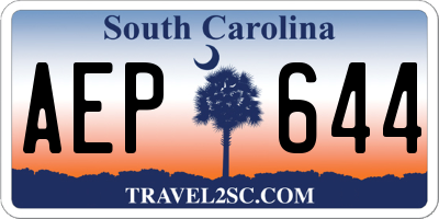 SC license plate AEP644