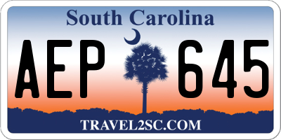 SC license plate AEP645