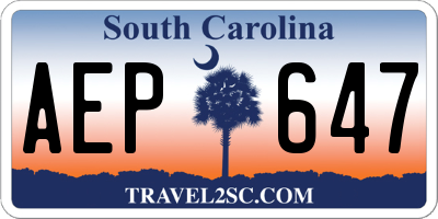 SC license plate AEP647