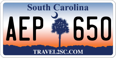 SC license plate AEP650