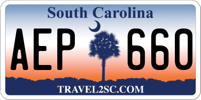 SC license plate AEP660