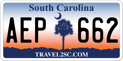 SC license plate AEP662