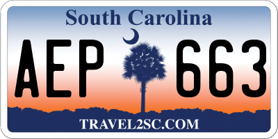 SC license plate AEP663