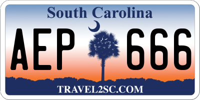 SC license plate AEP666