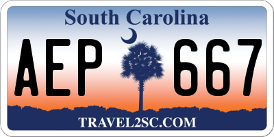 SC license plate AEP667