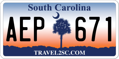 SC license plate AEP671
