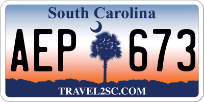 SC license plate AEP673