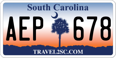 SC license plate AEP678
