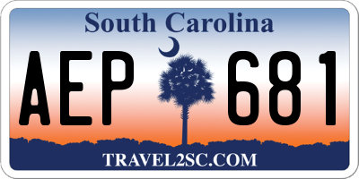 SC license plate AEP681