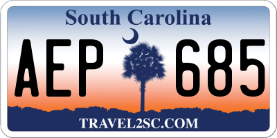 SC license plate AEP685