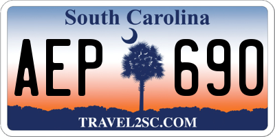 SC license plate AEP690