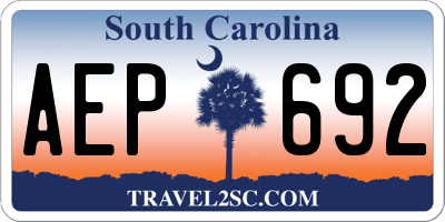 SC license plate AEP692