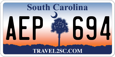 SC license plate AEP694
