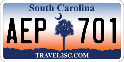 SC license plate AEP701