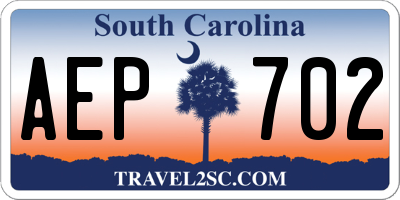 SC license plate AEP702