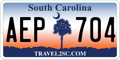 SC license plate AEP704