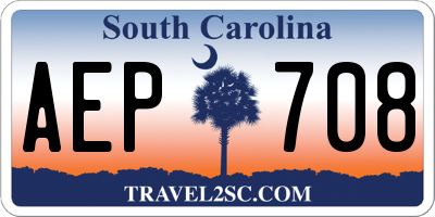 SC license plate AEP708