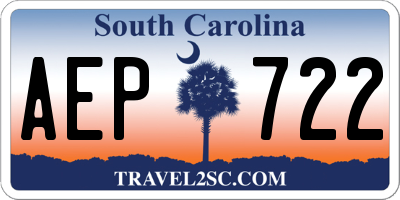 SC license plate AEP722