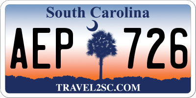 SC license plate AEP726