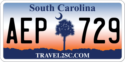 SC license plate AEP729