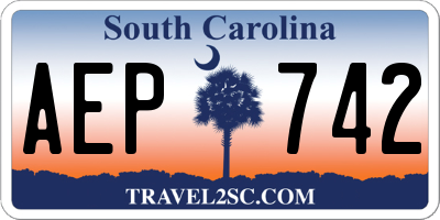 SC license plate AEP742